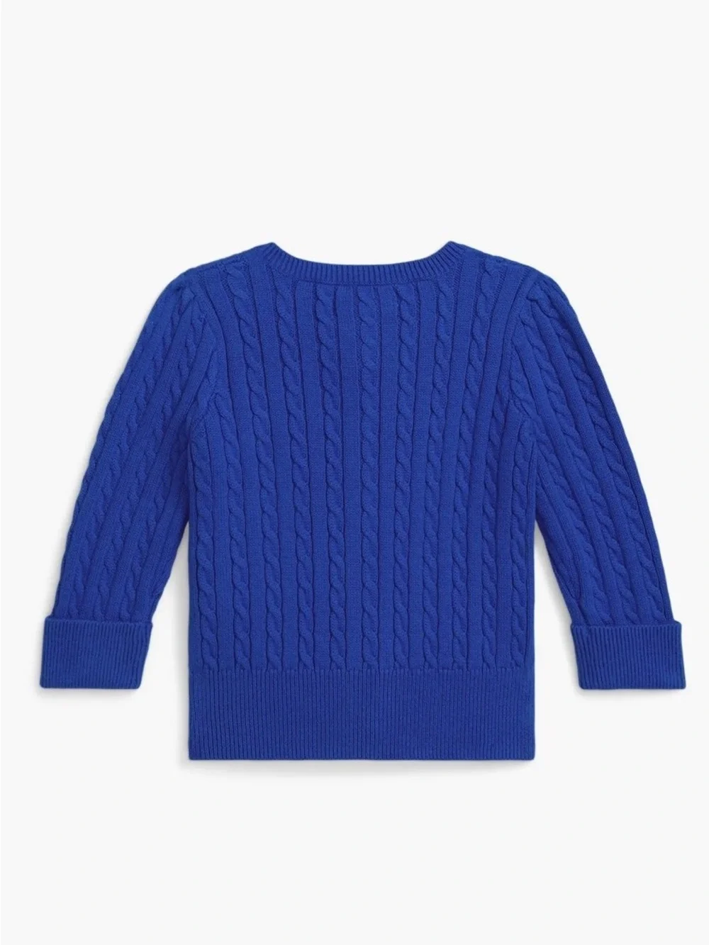 Ralph Lauren Girls' Cable-Knit Cardigan - Royal Blue with Green Pony
